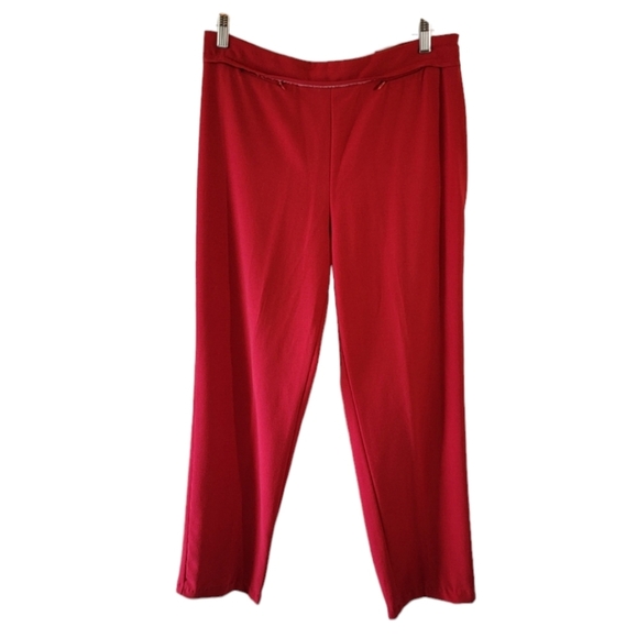 SAG HARBOR Women's Red Dress Pants Size 14 Side Zip Straight Leg Office Career - Picture 1 of 12